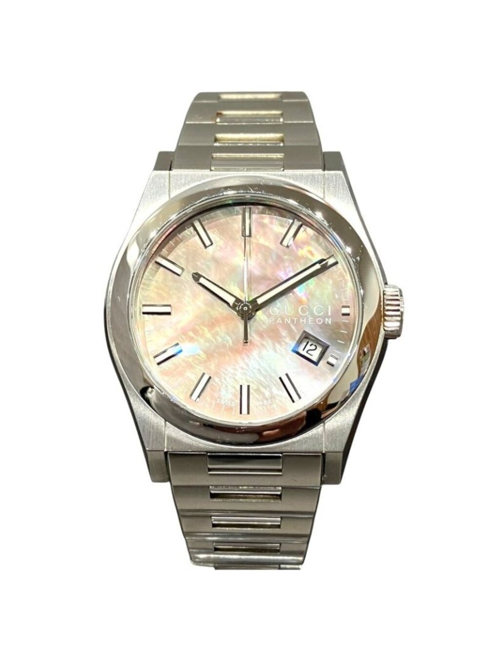 Gucci Pantheon Watch Ss Quartz Black Shell Dial